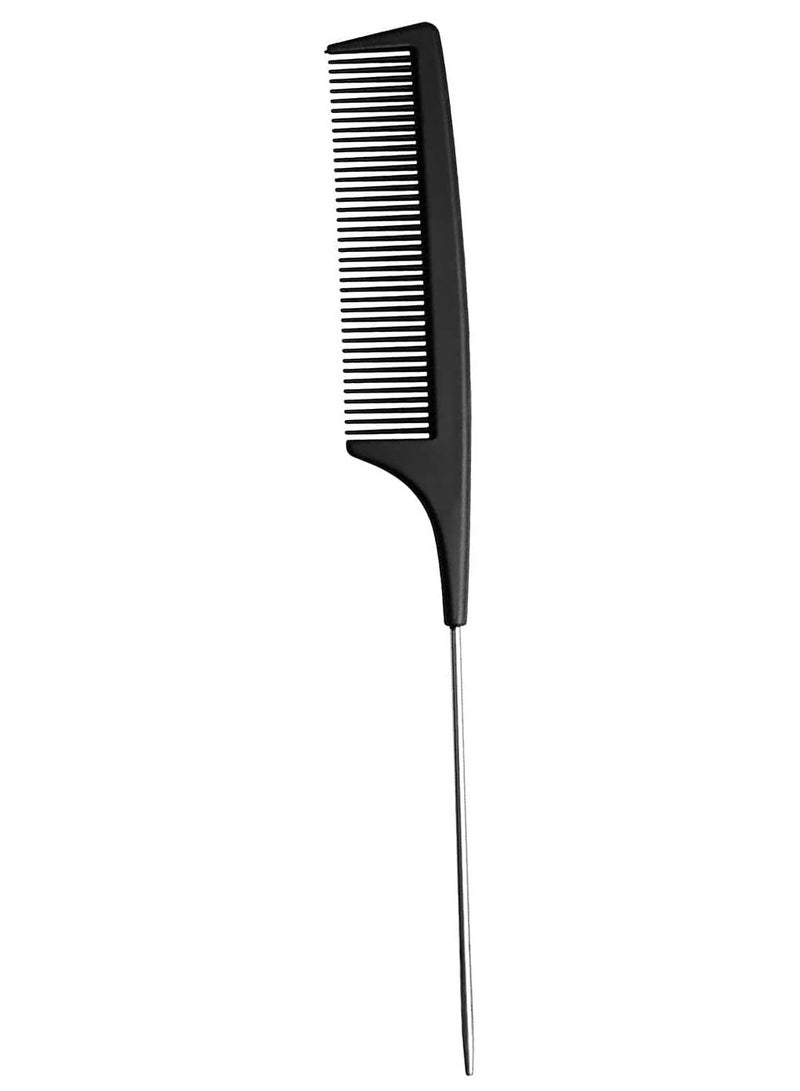 DubaiGallery Salon Hair Plastic Hair Cutting Comb Stainless Steel Comb Handle Professional Barber Hairdressing Comb - Image 2