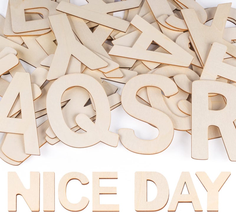 ilauke ilauke 5 Wooden Letters  52 Pcs Wood Alphabet for Crafts Sign Decoration Unfinished Wood for PaintingWall DecorLetter BoardDIY 