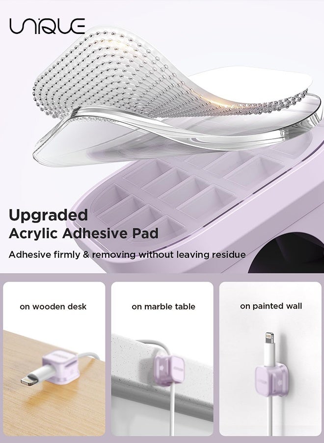 Unique 3 Pack Magnetic Cable Clips [Cable Smooth Adjustable] Cord Holder, Under Desk Cable Management, Adhesive Wire Holder Keeper Organizer for Home Office Desk Phone Car Wall Desktop Nightstand（Purple） - Image 5