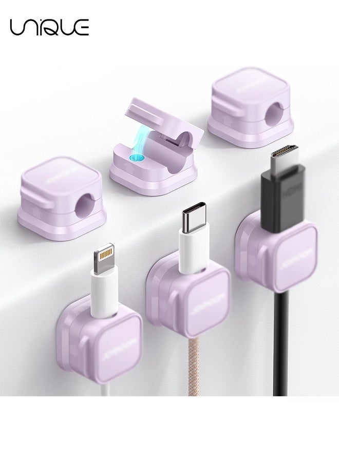 Unique 3 Pack Magnetic Cable Clips [Cable Smooth Adjustable] Cord Holder, Under Desk Cable Management, Adhesive Wire Holder Keeper Organizer for Home Office Desk Phone Car Wall Desktop Nightstand（Purple） - Image 1