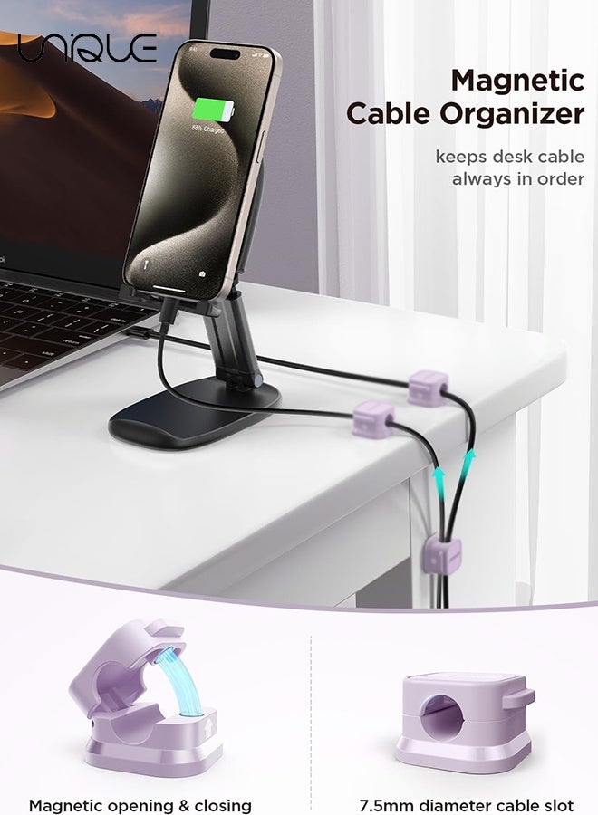 Unique 3 Pack Magnetic Cable Clips [Cable Smooth Adjustable] Cord Holder, Under Desk Cable Management, Adhesive Wire Holder Keeper Organizer for Home Office Desk Phone Car Wall Desktop Nightstand（Purple） - Image 3