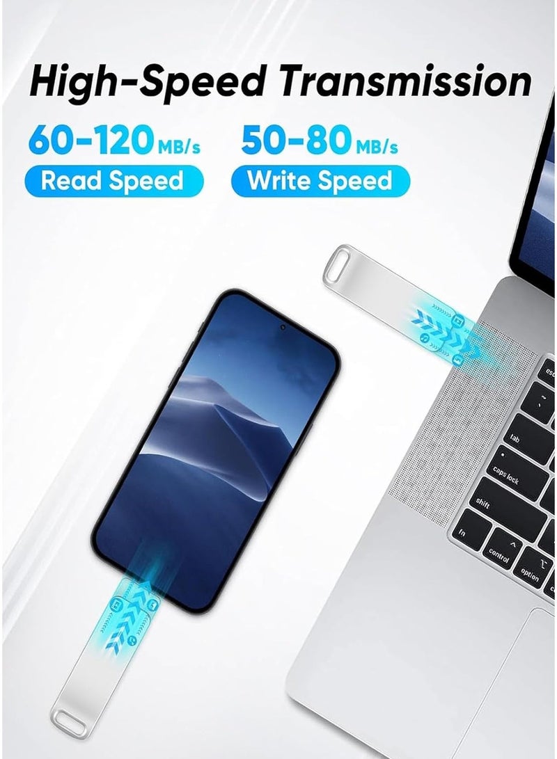 دراكلاو ذاكرة فلاش USB بسعة 128 جيجابايت، واجهة من النوع C، ذاكرة فلاش USB عالية السرعة، ذاكرة فلاش مزدوجة 2 في 1 مع فتحة مفتاح OTG للهواتف الذكية وأجهزة الكمبيوتر والأجهزة اللوحية وأجهزة الكمبيوتر الشخصية والسيارات - Image 2