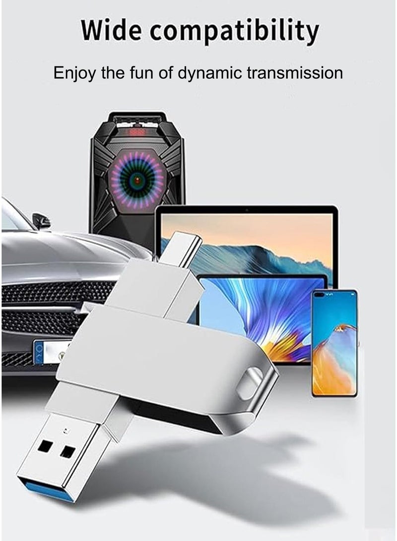 دراكلاو ذاكرة فلاش USB بسعة 128 جيجابايت، واجهة من النوع C، ذاكرة فلاش USB عالية السرعة، ذاكرة فلاش مزدوجة 2 في 1 مع فتحة مفتاح OTG للهواتف الذكية وأجهزة الكمبيوتر والأجهزة اللوحية وأجهزة الكمبيوتر الشخصية والسيارات - Image 5
