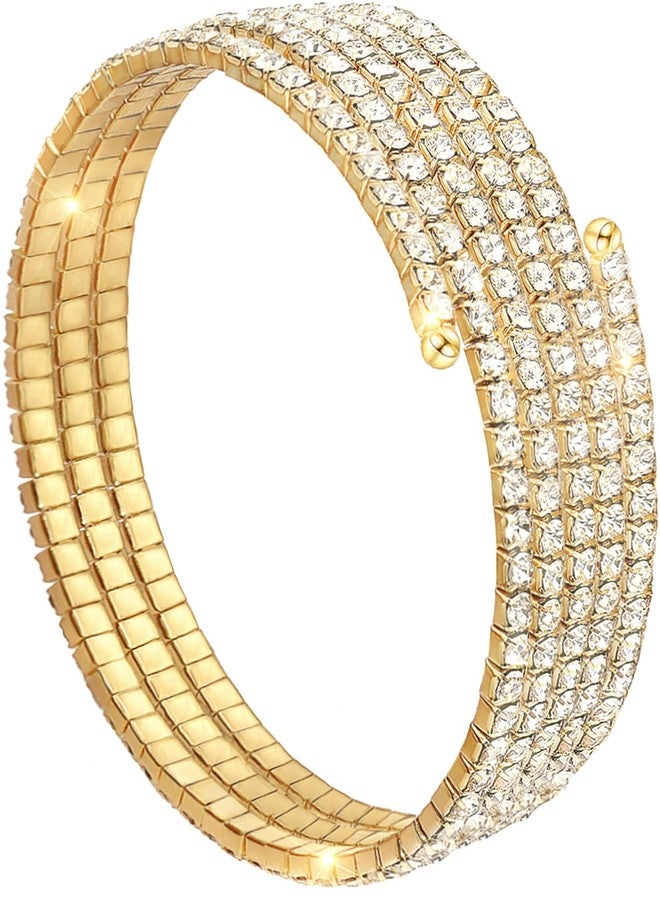 Suyi Arm Cuff for Women Multilayer Rhinestone Upper Arm Bracelet Bangle Gold 2 - Image 1