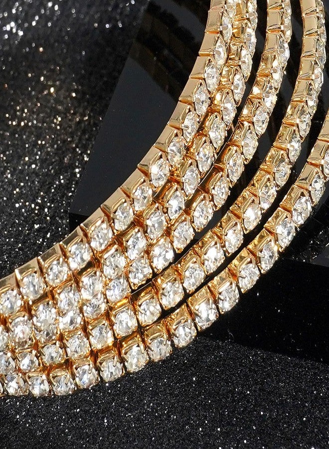 Suyi Arm Cuff for Women Multilayer Rhinestone Upper Arm Bracelet Bangle Gold 2 - Image 5