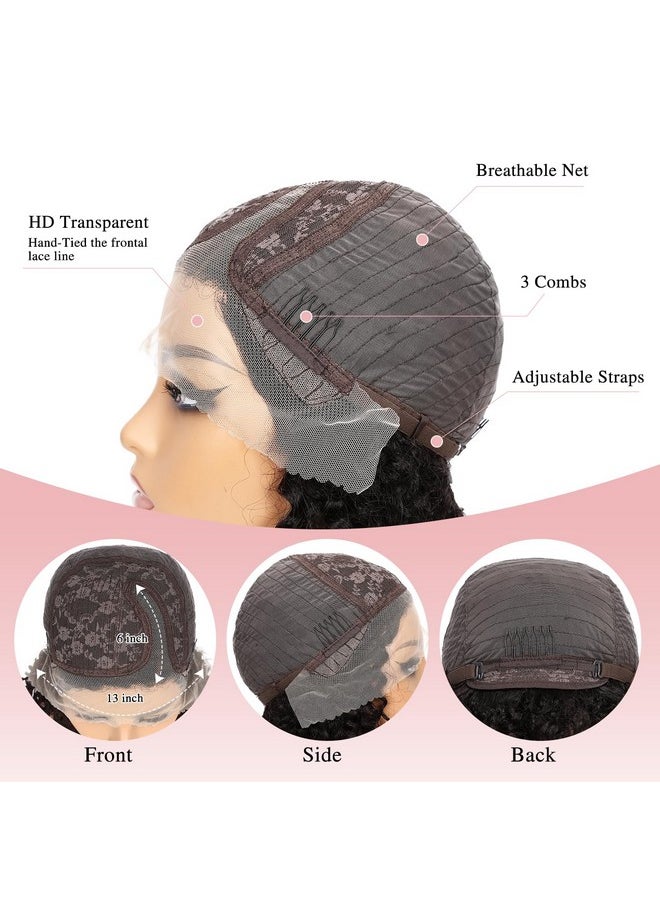 Fancy Hair - Ancy Hair Short Lace Front Wigs Kinky Curly Human Hair Wig Glueless Side Part Brazilian Virgin Human Hair Curly Bob Wigs With Baby Hair For Black Women (Natural Color 10 Inch) - Image 1