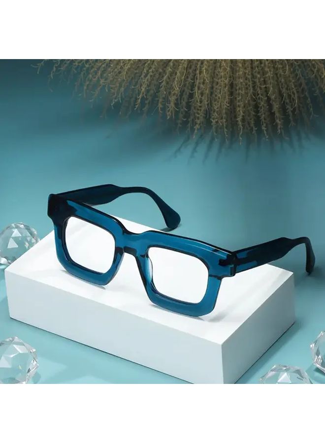 FYTOO Women Blue Square Acetate Fashion Glasses Lightweight Casual Stylish - Image 1