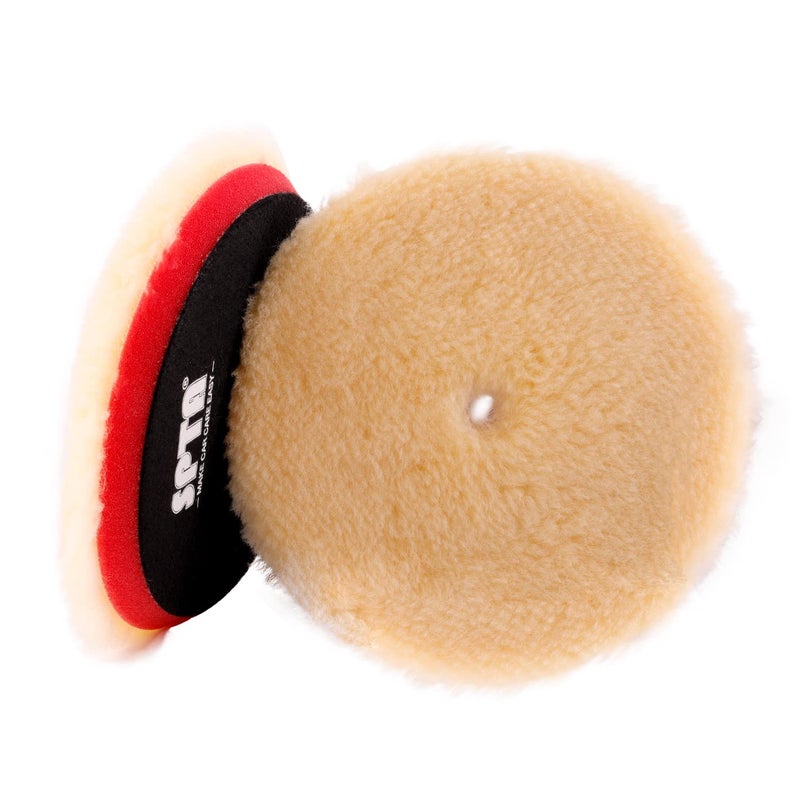SPTA Wool Polishing Pads, 2Pcs 6 Inch (150mm) Wool Cutting Pad, Yellow Wool Buffing and Polishing Pad Set, Wool Buffing Wheel for Medium Cut for 6 Inch Car Polisher Polishing, Buffing and Cutting - Image 1