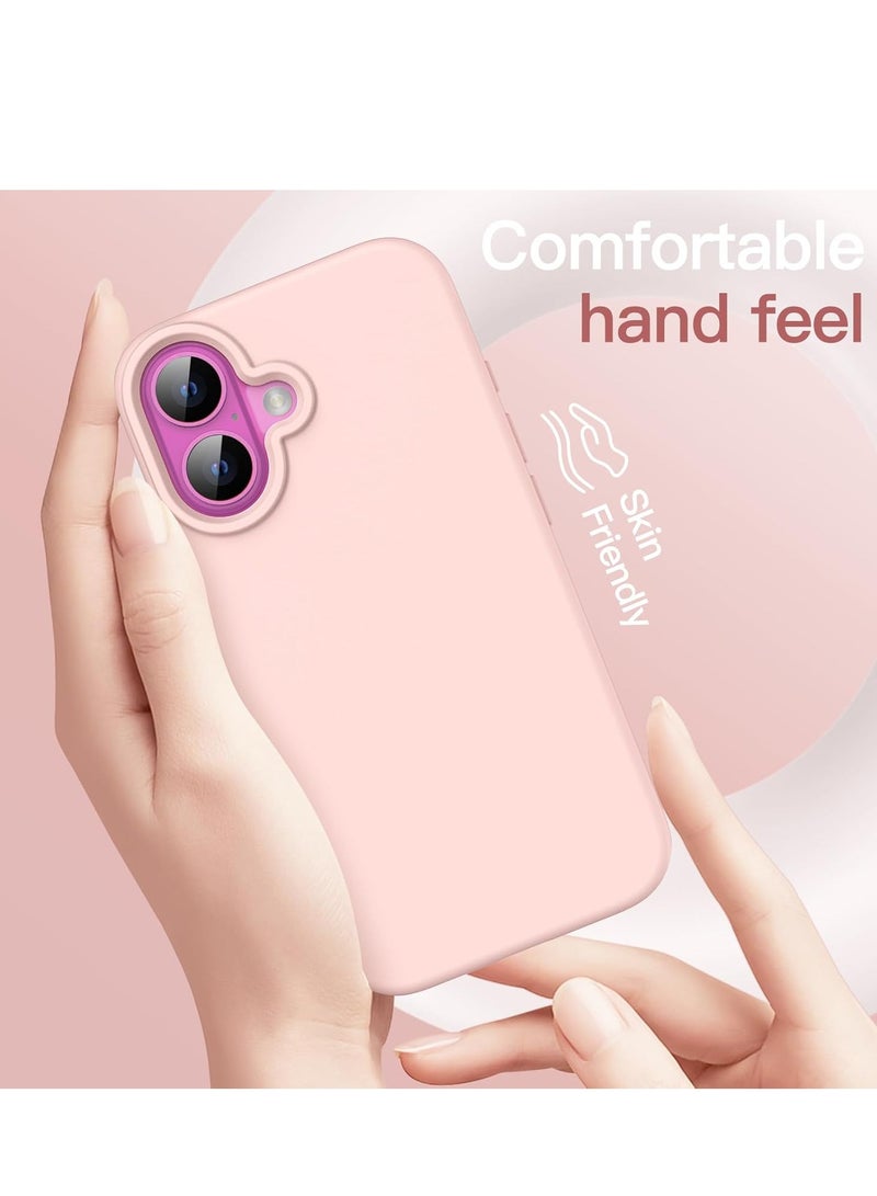 حافظة سائلة من السيليكون لجهاز آيفون 16 - غلاف واقي كامل الجسم بلمسة ناعمة مع بطانة من الألياف الدقيقة (وردي فاتح) - Image 3