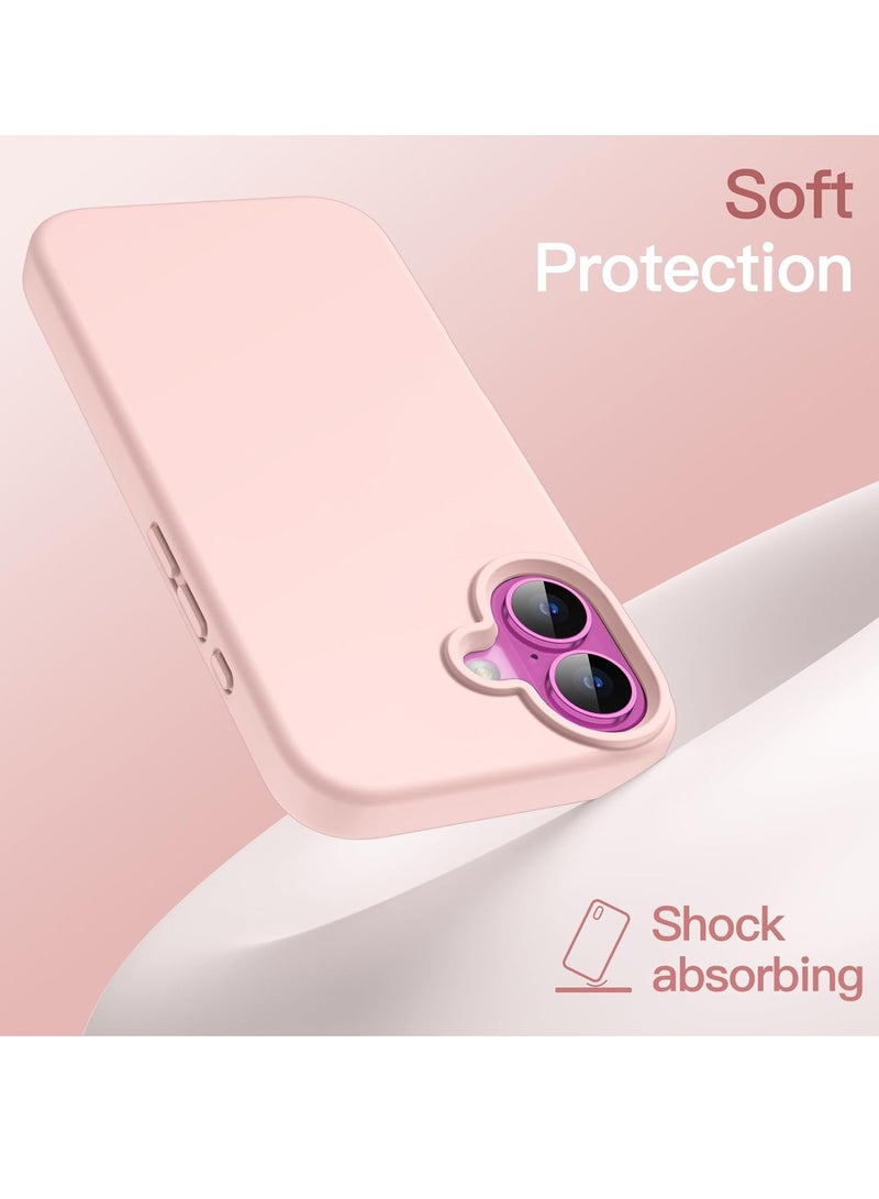 حافظة سائلة من السيليكون لجهاز آيفون 16 - غلاف واقي كامل الجسم بلمسة ناعمة مع بطانة من الألياف الدقيقة (وردي فاتح) - Image 4