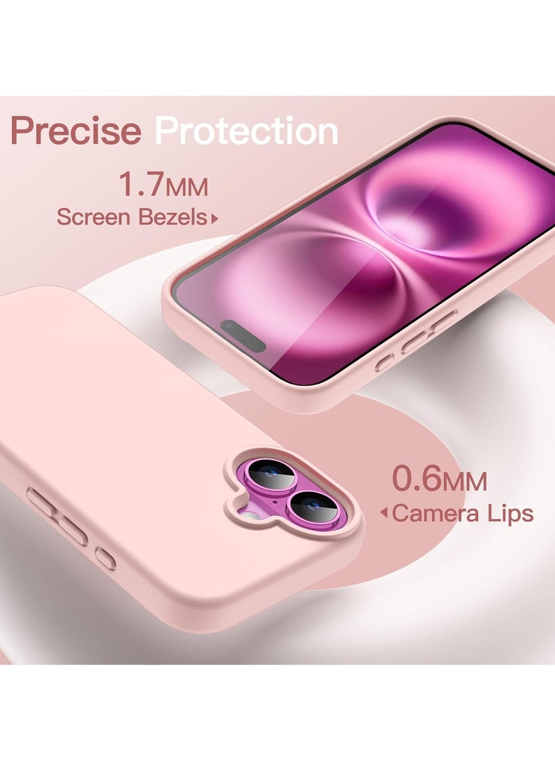 حافظة سائلة من السيليكون لجهاز آيفون 16 - غلاف واقي كامل الجسم بلمسة ناعمة مع بطانة من الألياف الدقيقة (وردي فاتح) - Image 5