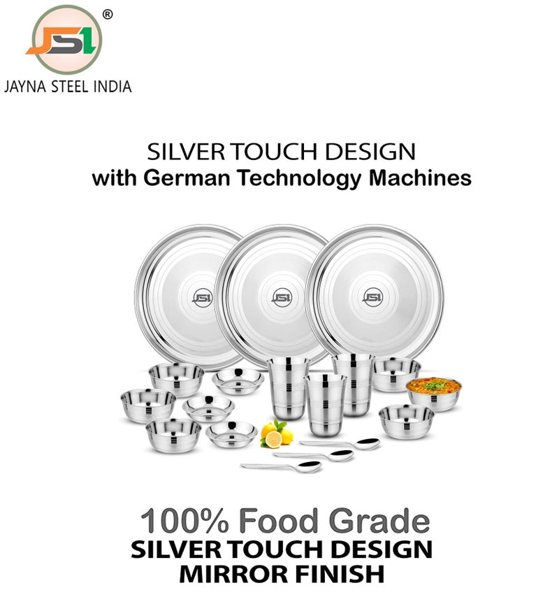 JSI High Grade Quality Stainless Steel Dinner Set for Kitchen - 18 Pieces, Silver - 100% Food Safe Heavy Guage Quality Steel Dinner Set for Home - Attractive Design - Highly Durable & Sturdy - Image 5