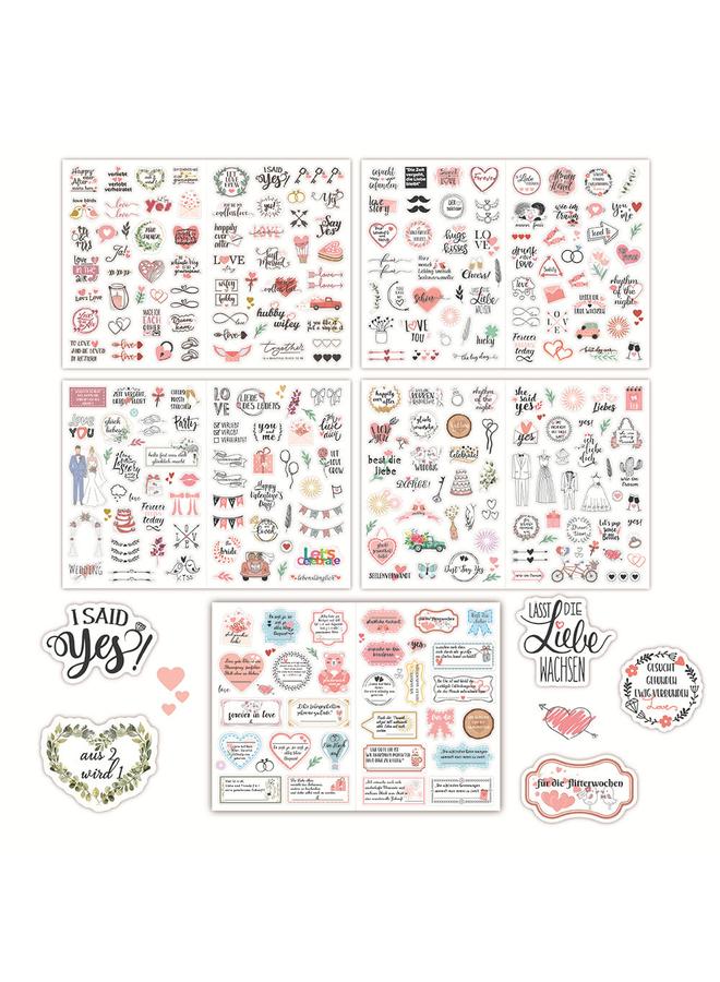 Bluejw German Wedding Stickers 266 Pair Flash Planner Stickers Blessing Invitation Wedding Plan Sticker Pack - Image 1