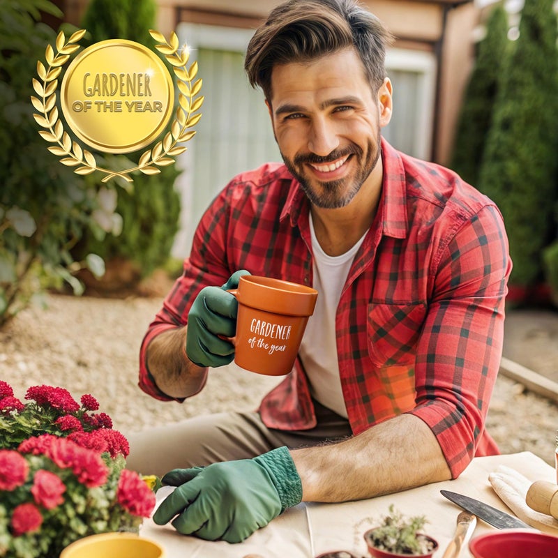 VELENTI Gardener Coffee Mug Gift - Funny Plant Pot Mug with Shovel Spoon - Cool Coffee Mugs for Men, Women - Mug for Gardeners, Dad Birthday Gifts, Cute Mom Christmas Gifts (Gardener Coffee Mug) - Image 5