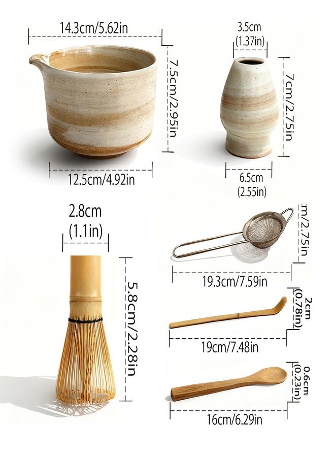 TAICORE Matcha Whisk Set, 6 Pieces, with Bamboo Whisk, Ceramic Bowl, Sifter, Scoop, and All Accessories, Matcha Tea Set - Image 2