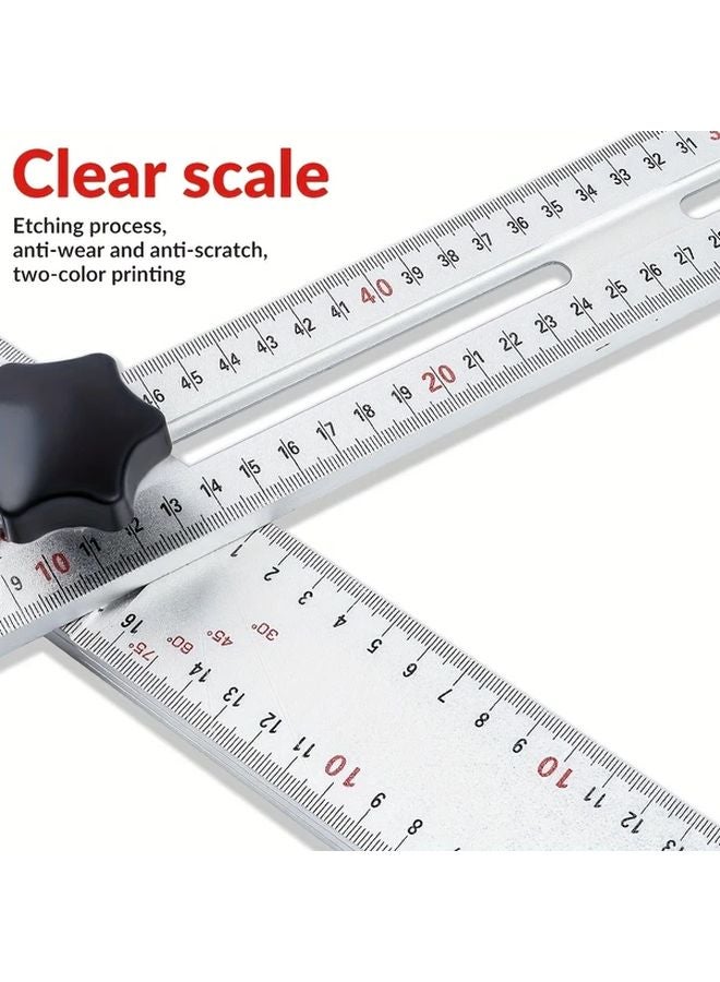 90 Degree Right Angle Square 24 Inch Adjustable T Square 4 In 1 Drilling Positioning Guide - Image 4