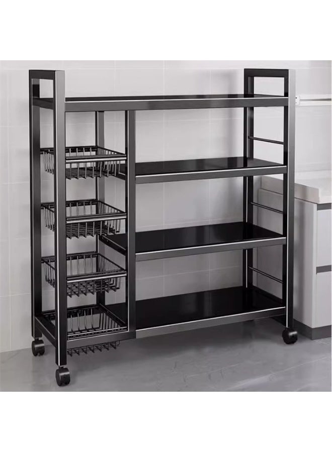 Storage racks, with sunken wire baskets, large-capacity shelf units, independent metal racks, carbon steel material, easy-to-assemble storage racks for kitchen storage, black - Image 1
