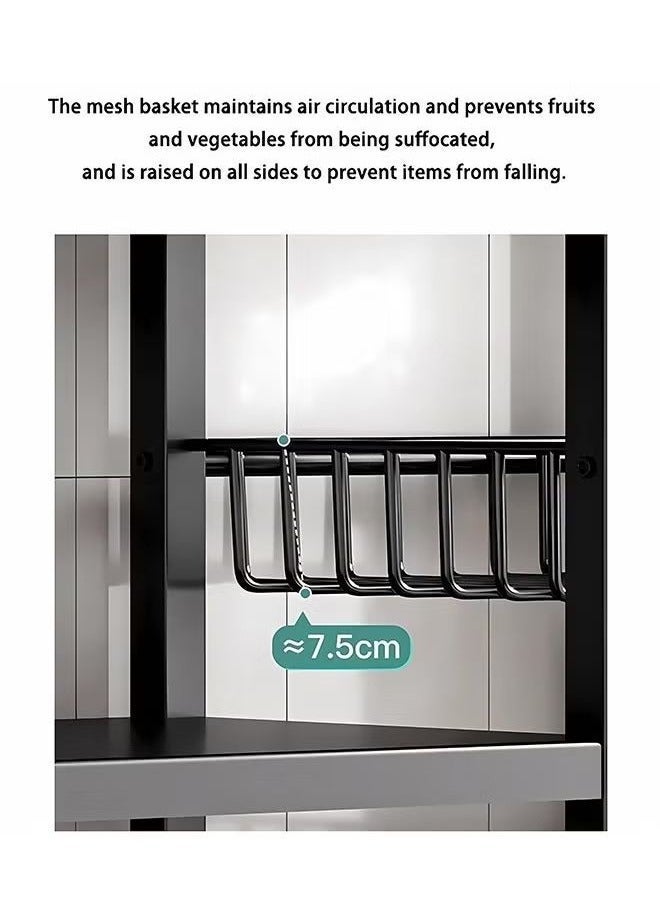 Storage racks, with sunken wire baskets, large-capacity shelf units, independent metal racks, carbon steel material, easy-to-assemble storage racks for kitchen storage, black - Image 5