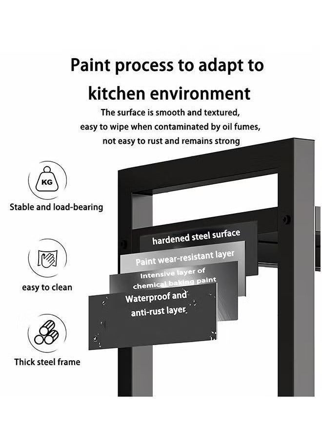 Storage racks, with sunken wire baskets, large-capacity shelf units, independent metal racks, carbon steel material, easy-to-assemble storage racks for kitchen storage, black - Image 3