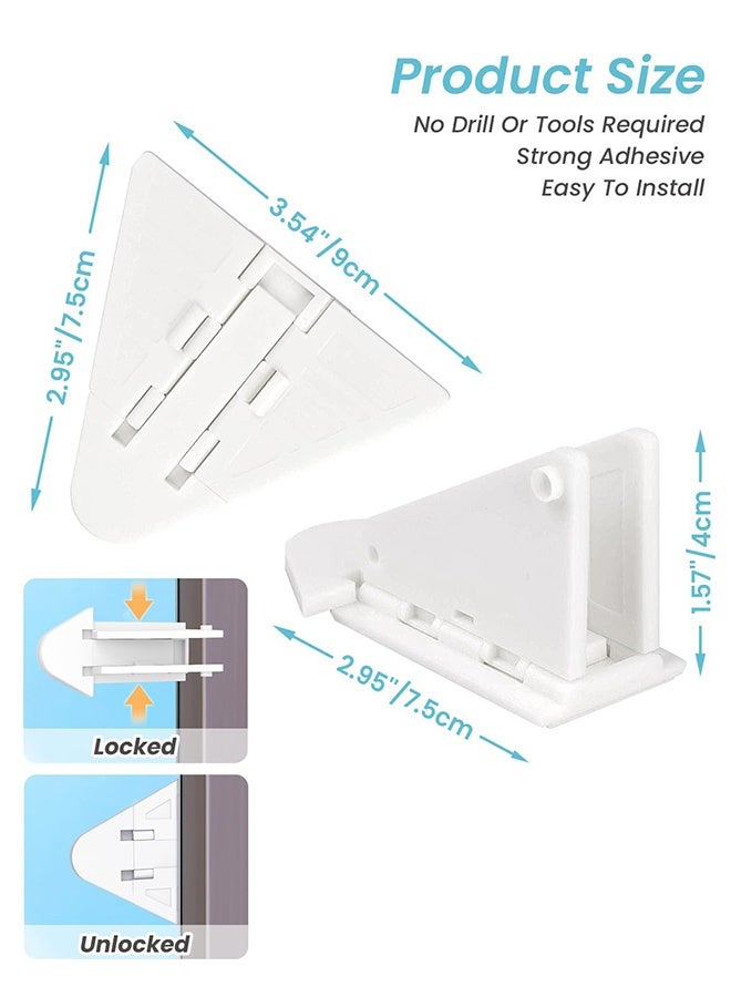 6PCS Sliding Door Locks, Security Proofing Latch Stopper for Closet, Window and Sliding Glass Door, No Tools Needed, Strong Adhesive, White - Image 2