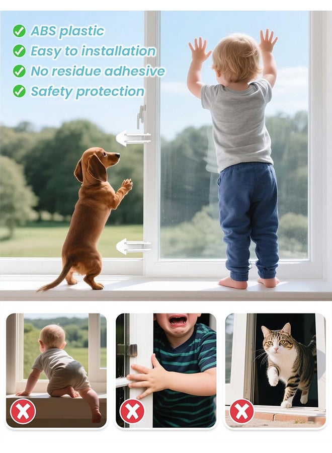 6PCS Sliding Door Locks, Security Proofing Latch Stopper for Closet, Window and Sliding Glass Door, No Tools Needed, Strong Adhesive, White - Image 4