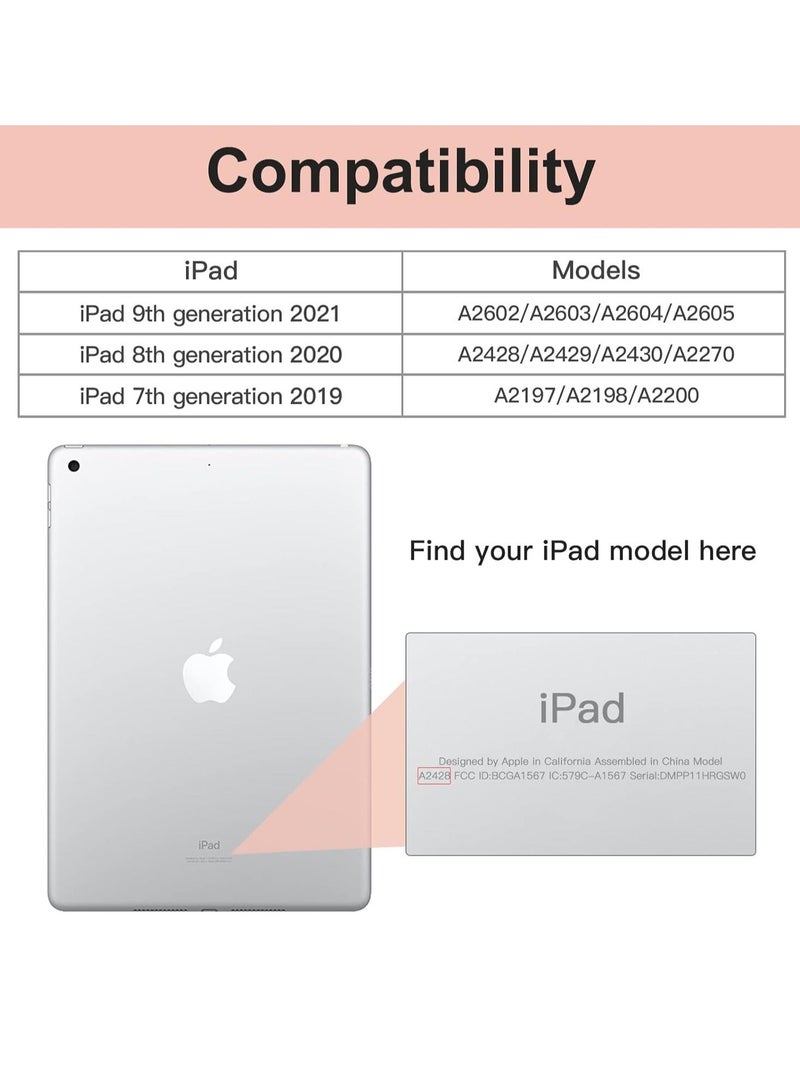 راكسوم حافظة iPad من الجيل التاسع/الثامن/السابع (2021/2020/2019) - حافظة iPad مقاس 10.2 بوصة مع حامل قلم رصاص، وظهر نحيف ناعم من مادة TPU مع حامل مغناطيسي ذكي (لون ذهبي شامبانيا) - Image 2