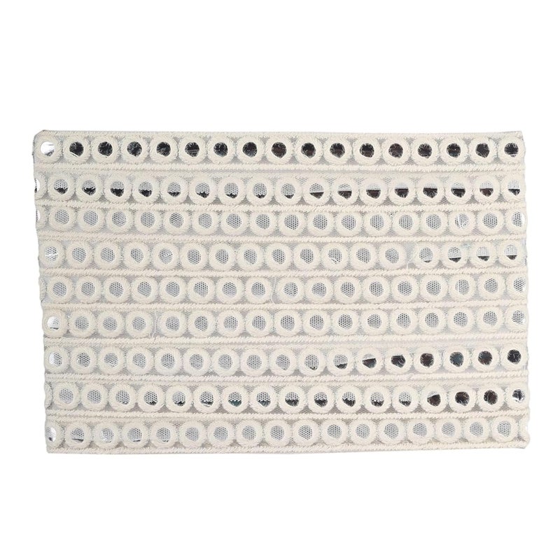 Generic Generic M S Zariwala Mirror Dyeable Cotton Lace For Saree Border,Designer Look,Cotton Embroidery On Net Fabric For All Your Fashionable Designer Outfits,Mirror/Sequence Work On Lace(9 Mtrs)-White - Image 4
