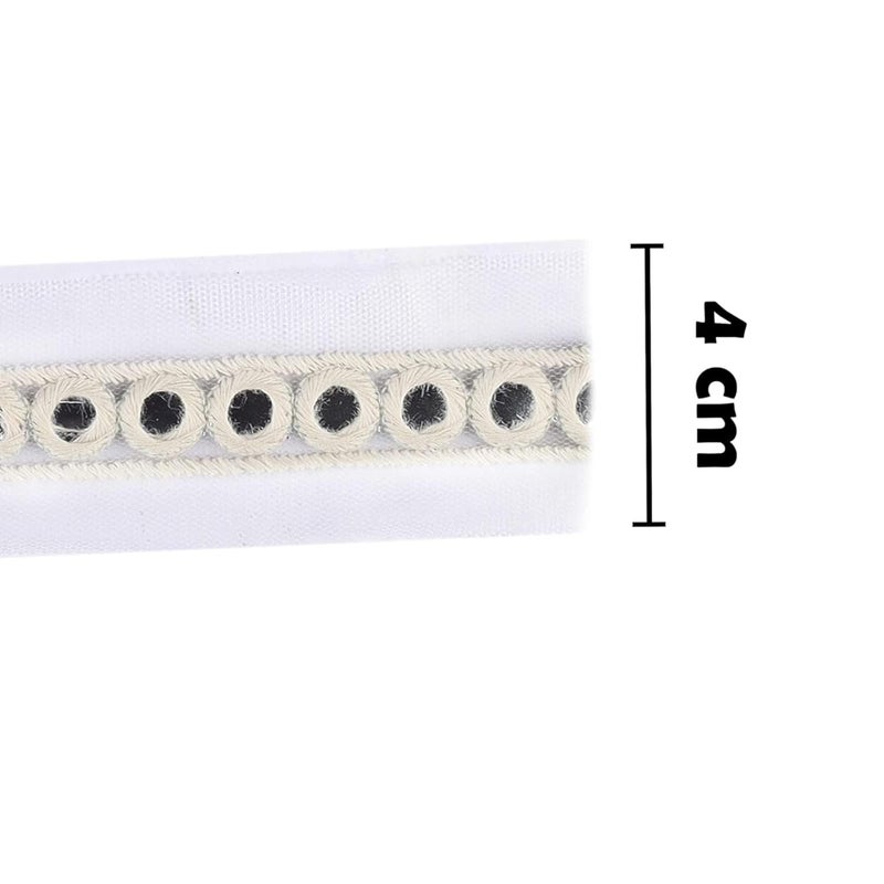 Generic Generic M S Zariwala Mirror Dyeable Cotton Lace For Saree Border,Designer Look,Cotton Embroidery On Net Fabric For All Your Fashionable Designer Outfits,Mirror/Sequence Work On Lace(9 Mtrs)-White - Image 2