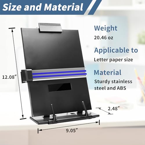 TONOS Paper Stand Document Holder - Quality Document Holder for Desk, Paper Stands for Desk When Typing, Sturdy Stainless Steel Copy Holder, Adjustable Angle, Papers Holder Stand for Desk Typing - Image 3