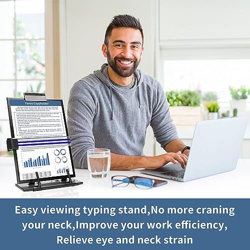 TONOS Paper Stand Document Holder - Quality Document Holder for Desk, Paper Stands for Desk When Typing, Sturdy Stainless Steel Copy Holder, Adjustable Angle, Papers Holder Stand for Desk Typing - Image 2