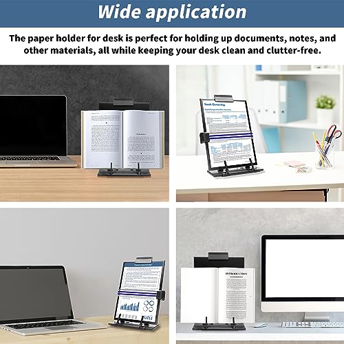 TONOS Paper Stand Document Holder - Quality Document Holder for Desk, Paper Stands for Desk When Typing, Sturdy Stainless Steel Copy Holder, Adjustable Angle, Papers Holder Stand for Desk Typing - Image 4