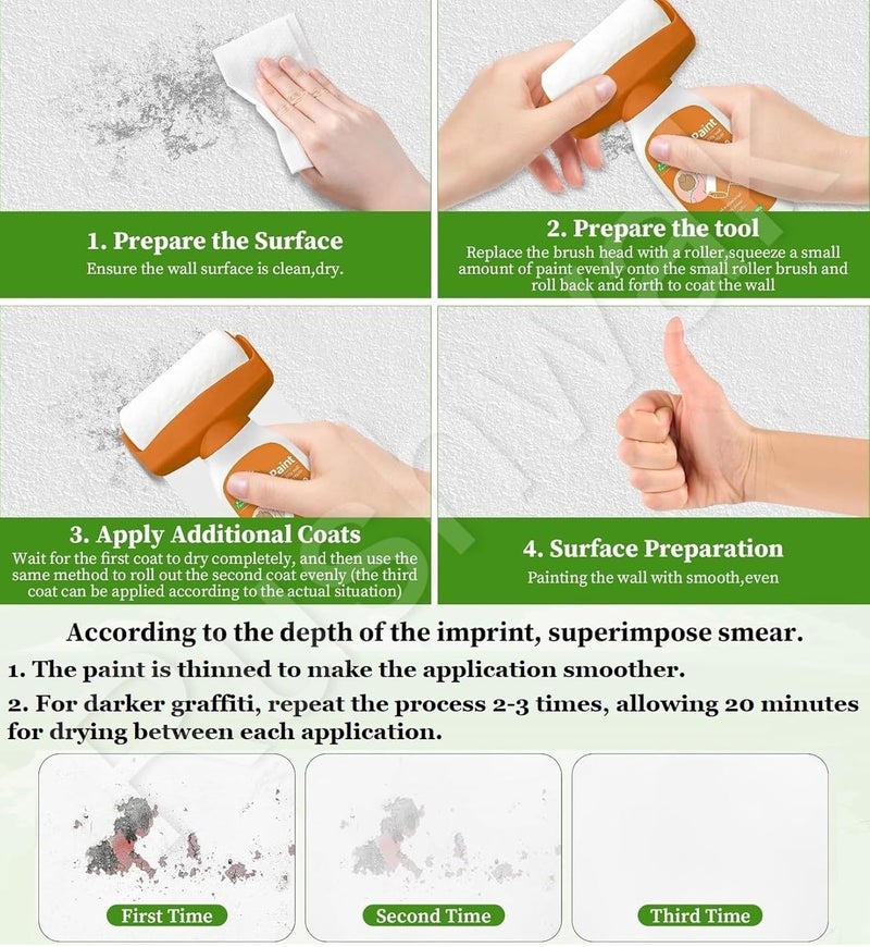 Rushwak Wall Repair Roller Paint Household Supply Cleaning Tool Water Based Latex DIY Renovation with Roller Multifunctional Paint Roller for Cracks, Wall Repair Solution Paint Roller(500g) - Image 3