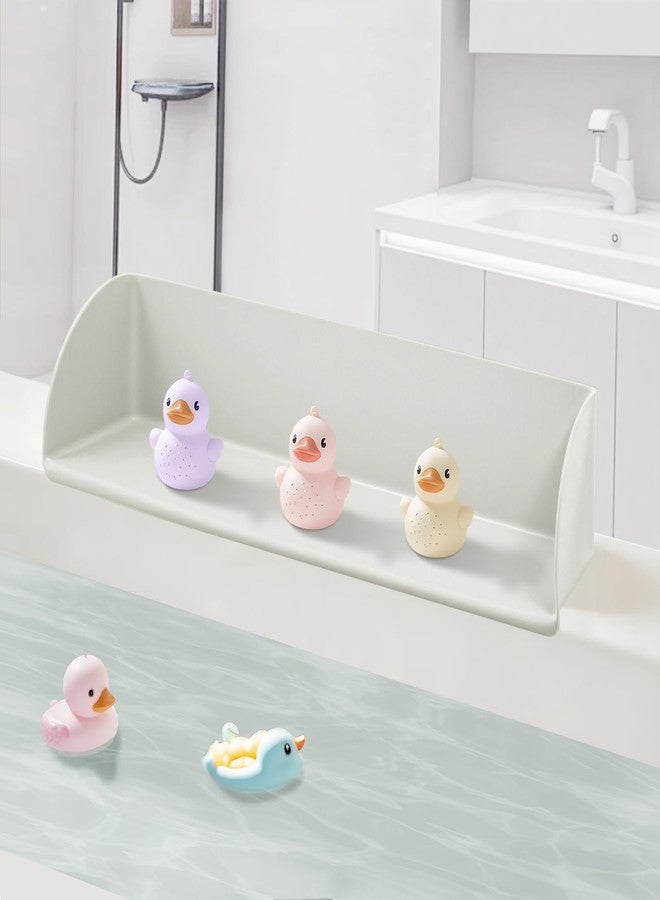WaterLuu Silicone Bathtub Splash Guard with Strong Suction Cups, Bath Toy Holder & Water Spill Protector for Kids, No-Mess Play Shelf Organizer, Toddler Bath Essentials (White) - Image 1