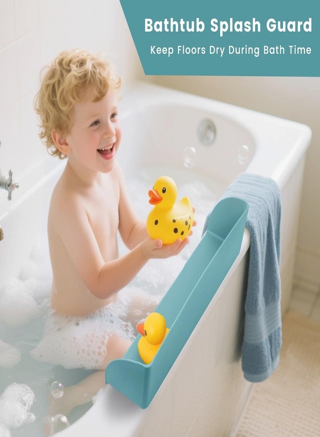 WaterLuu Silicone Bathtub Splash Guard with Strong Suction Cups, Bath Toy Holder & Water Spill Protector for Kids, No-Mess Play Shelf Organizer, Toddler Bath Essentials (White) - Image 3
