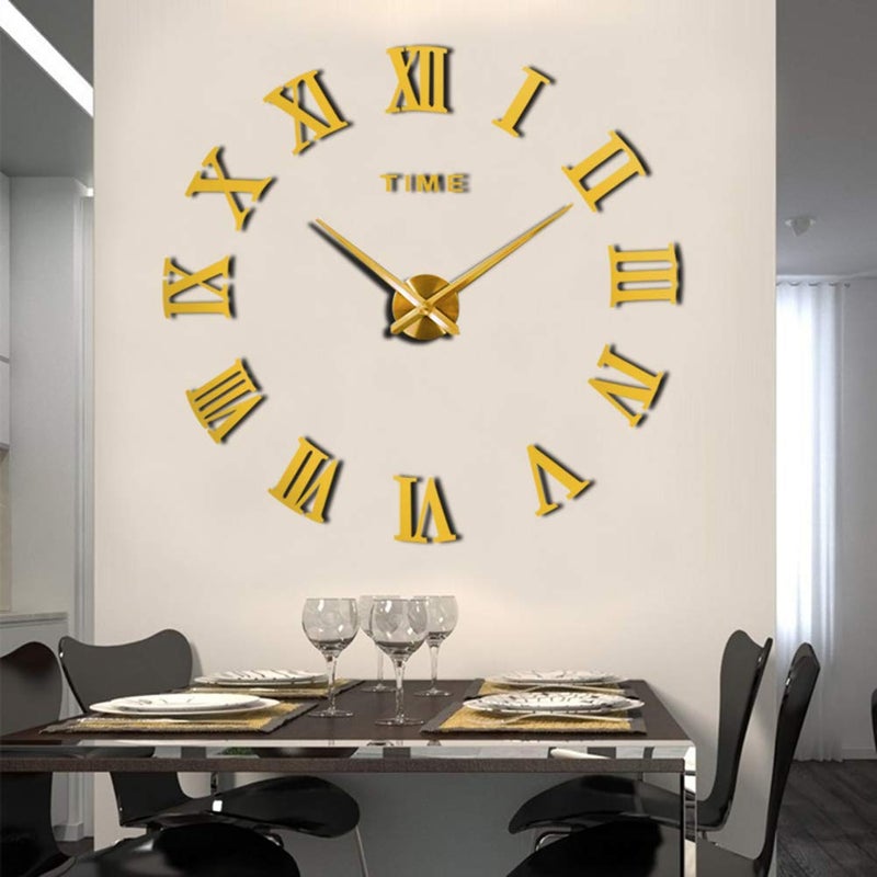FASHION in THE CITY 3D DIY Mirror Surface Wall Clocks Creative Design Room Decorative Wall Watches Gold
