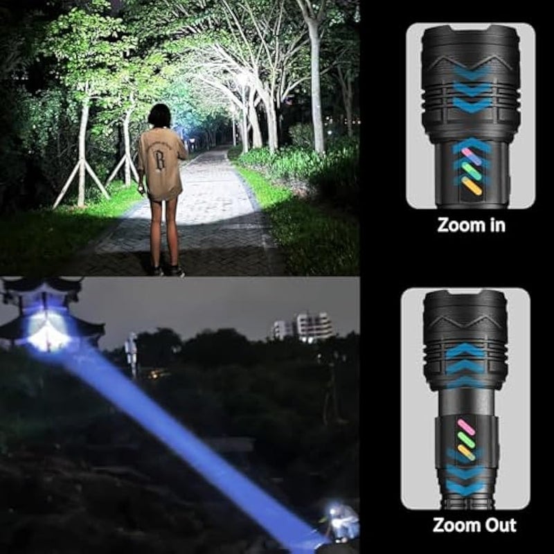 Rechargeable Flashlight 20000 High Lumens, Powerful Led Tactical Flashlights with Zoomable, 6 Modes & Memory Function, IPX7 Waterproof, Brightest Flashlight for Camping, Emergencies, Dog Walking - Image 4