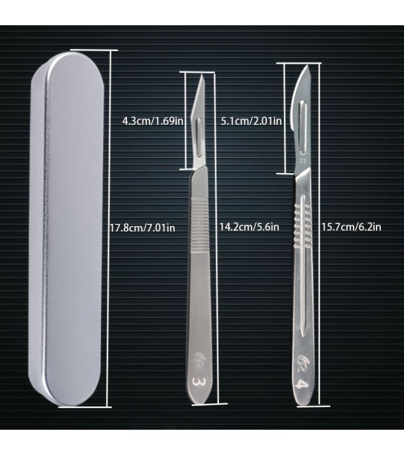 Commonly Used 11 23 Carbon Steel Blade Set Economical And Practical 43 Piece Engraving Tool Knife Set With Stainlees Steel Handle Holder And Iron Box For Model Making Carving Craft Knives Mobile PCB Repair - Image 2