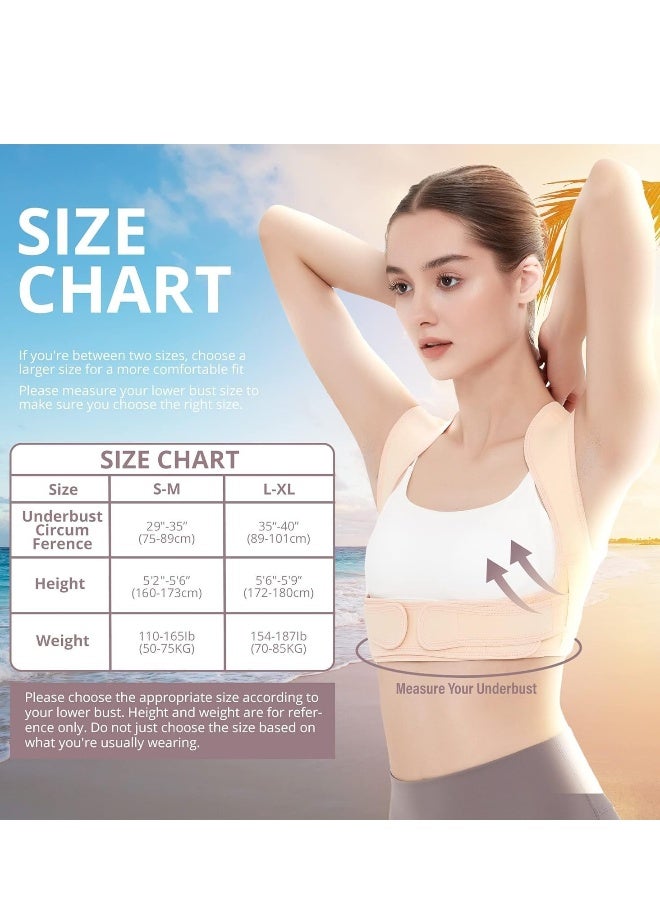 مصحح وضعية الجسم للنساء والرجال، دعامة ظهر قابلة للتنفس لتصحيح الوضعية، مصحح وضعية الظهر القابل للتعديل لتصحيح الجسم - تخفيف آلام الظهر والكتف والعمود الفقري (صغير/متوسط) - Image 3