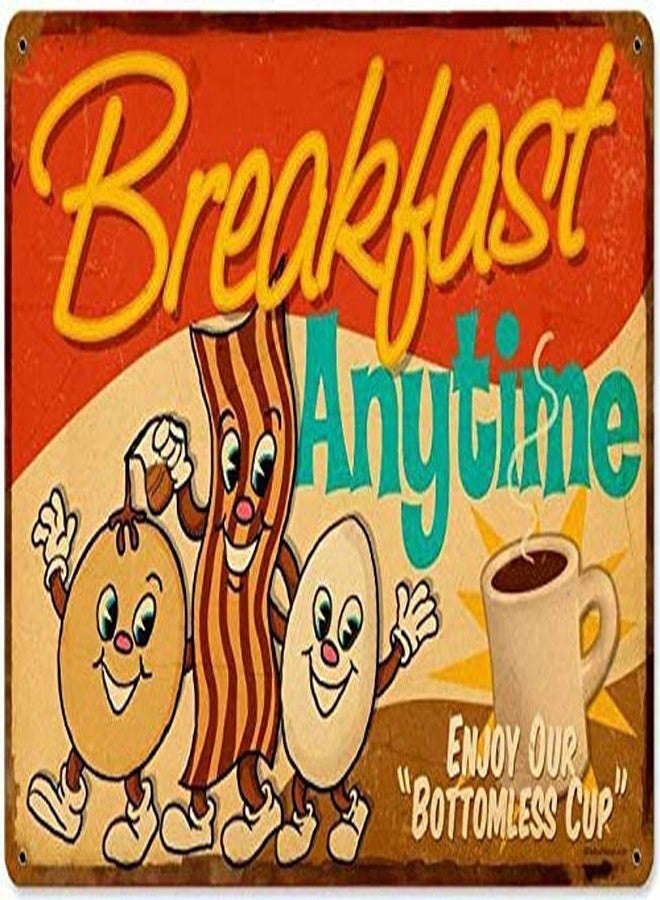 ZMKDLL Breakfast Coffee Diner Tin Sign Kitchen Metal Wall Decor Outdoor Indoor Wall Panel Retro Vintage Mural Size 20x30 cm Poster - Image 1