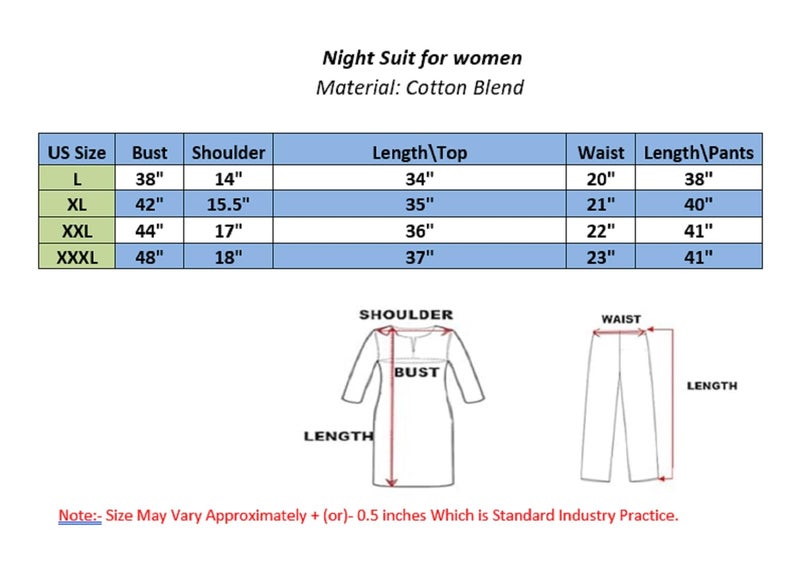 Duchess Women's Cotton Printed & Embroided Long Length Night Suit Pajama Set, X_Large,Multi - Image 2