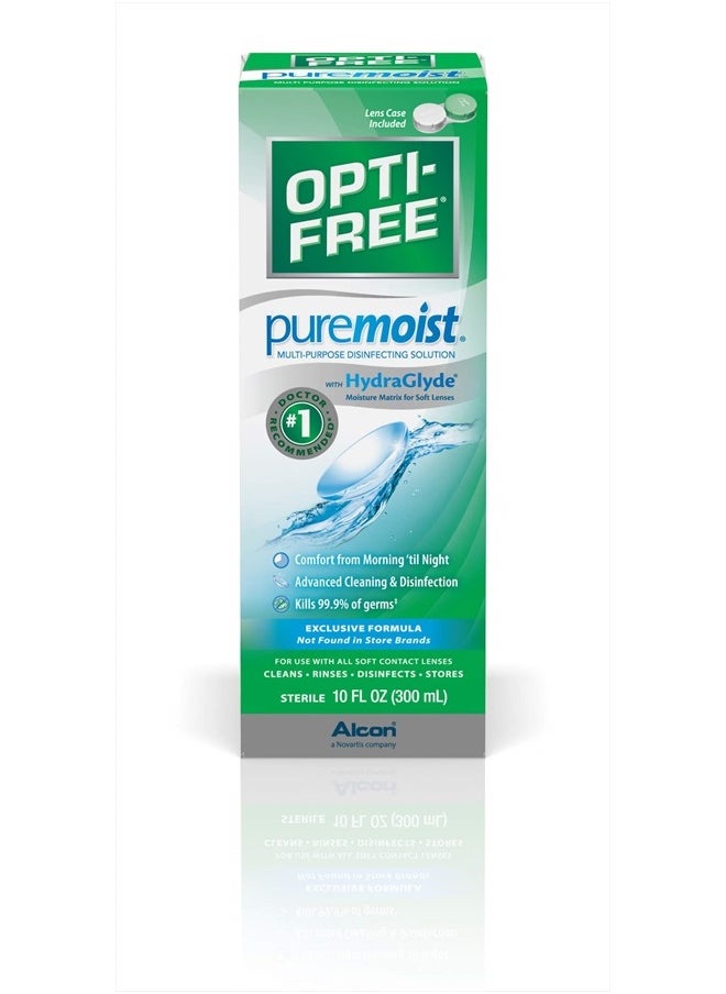Opti-Free Puremoist Multi-Purpose Disinfecting Solution with Lens Case, 10-Ounces, 10 FL Oz (Pack of 1)  - Image 2