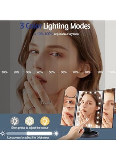 General Luminous vanity mirror with 22 LED lights, dual power supply 1x/2x/3x/10x, adjustable mirror, 180 degree adjustable angle, travel vanity mirror  - Image 3