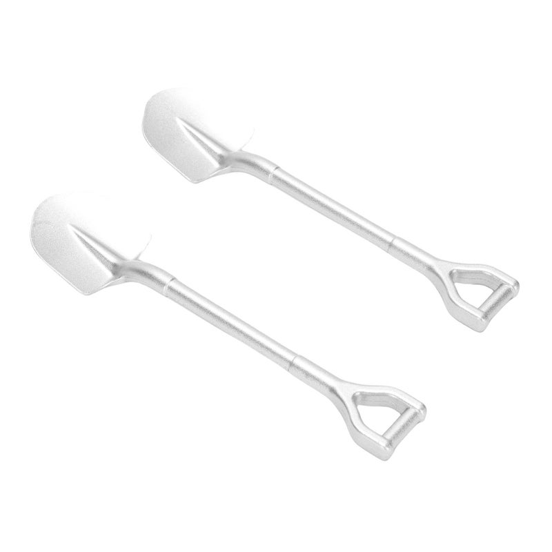 2PCS RC Simulation Metal Shovel Alloy RC Car Shovel Tool for 1/10 RC Crawler Decoration Accessories Silver - Image 2