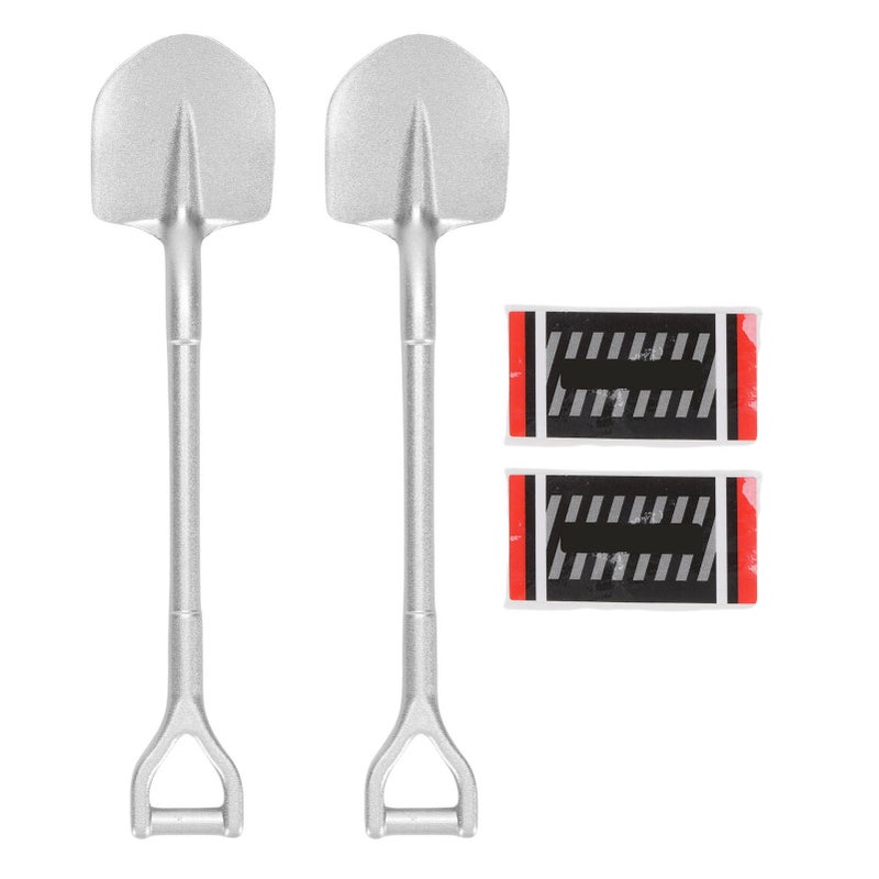 2PCS RC Simulation Metal Shovel Alloy RC Car Shovel Tool for 1/10 RC Crawler Decoration Accessories Silver - Image 1