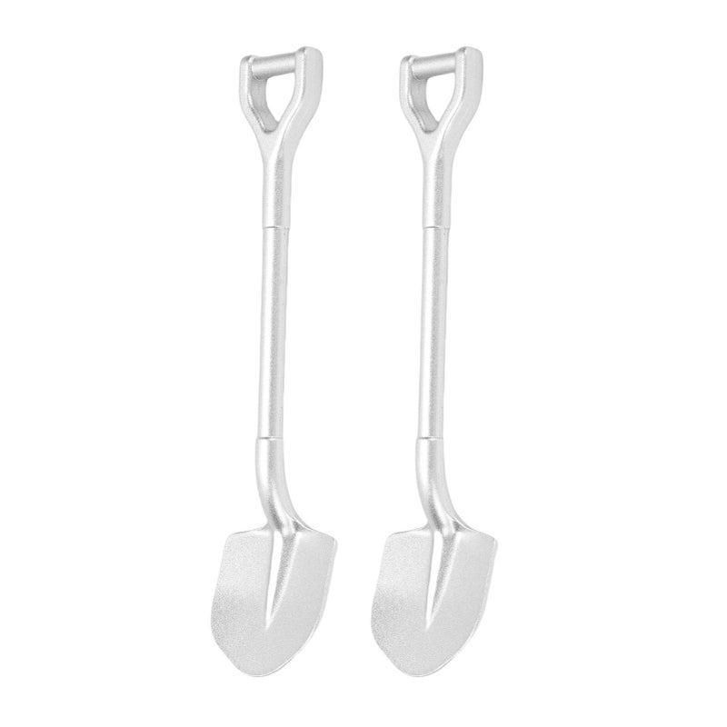 2PCS RC Simulation Metal Shovel Alloy RC Car Shovel Tool for 1/10 RC Crawler Decoration Accessories Silver - Image 3