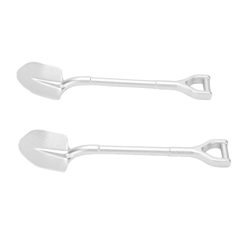 2PCS RC Simulation Metal Shovel Alloy RC Car Shovel Tool for 1/10 RC Crawler Decoration Accessories Silver - Image 4