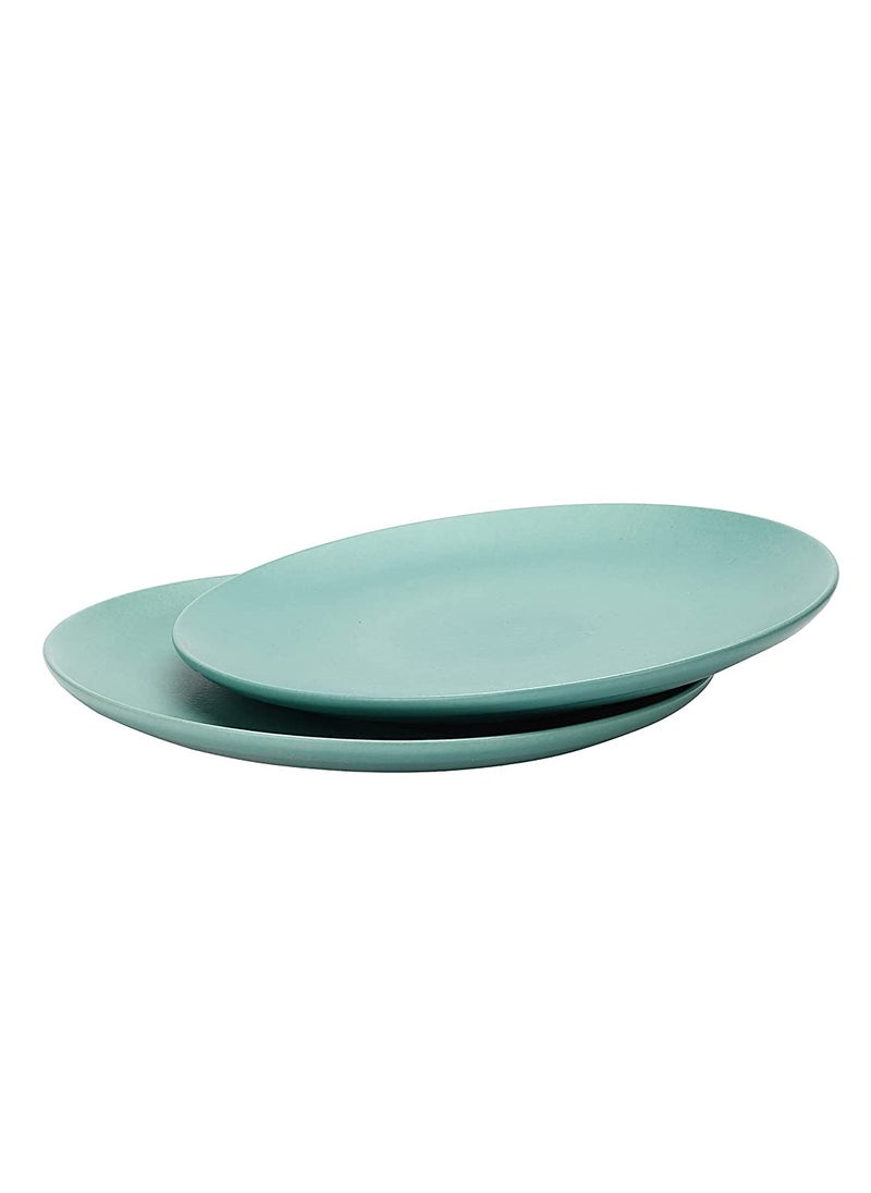 The Decor Lane - The Decor Lane Handpainted Ceramic Matte Dinner Plates Dinnerware Serving Plate Thali Ceramic Plates for Dinner (10 Inch, Microwave & Dishwasher Safe) (Green) - Image 1