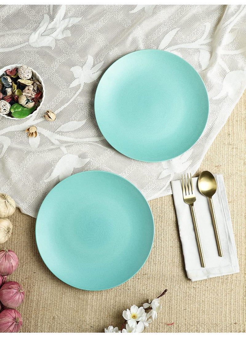 The Decor Lane - The Decor Lane Handpainted Ceramic Matte Dinner Plates Dinnerware Serving Plate Thali Ceramic Plates for Dinner (10 Inch, Microwave & Dishwasher Safe) (Green) - Image 1