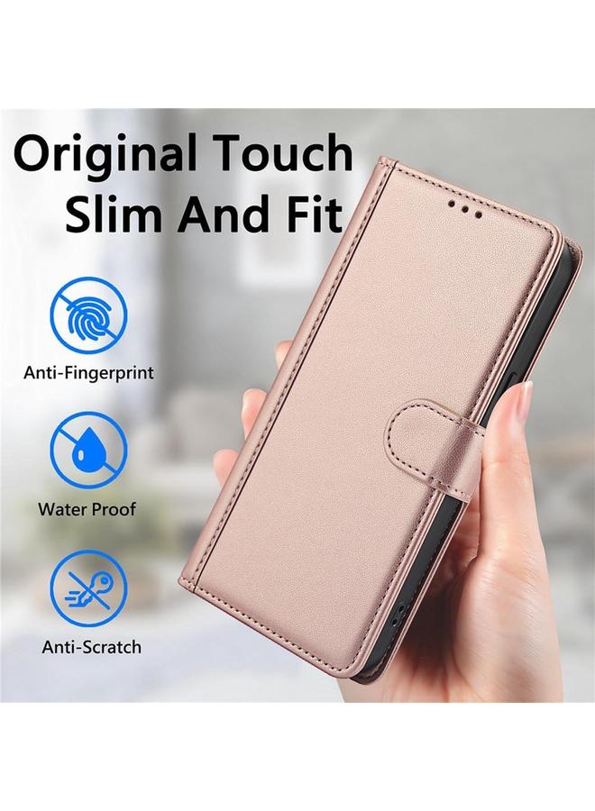 erorex Case For Samsung Galaxy Note20 Ultra Skin Feel Pure Color Card Slots Leather Phone Case with Dual Lanyard - Image 5