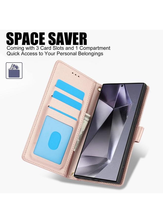 erorex Case For Samsung Galaxy Note20 Ultra Skin Feel Pure Color Card Slots Leather Phone Case with Dual Lanyard - Image 2